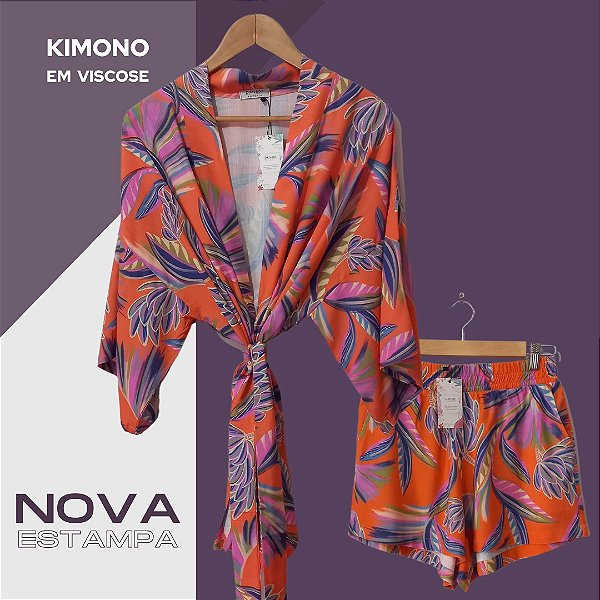 Kimono Madrid Floresta Coral