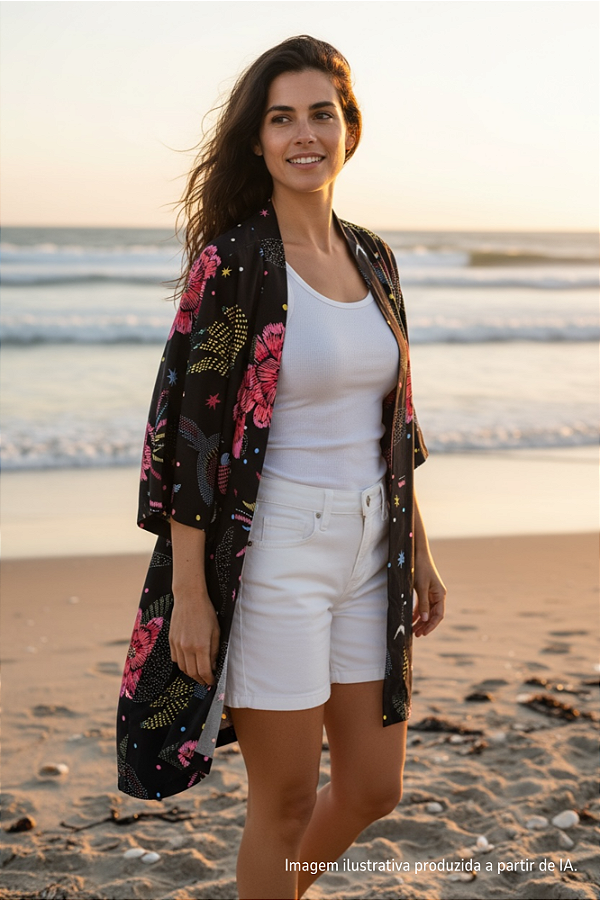 Kimono Madrid Tropical Preto