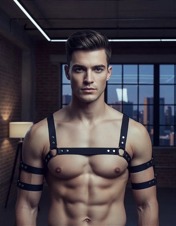 Arreio Harness elastico Masculino Mangas ombro tiras plus size