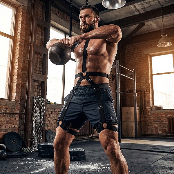 Arreio body harness figurino masculino corpo inteiro ligas elastico
