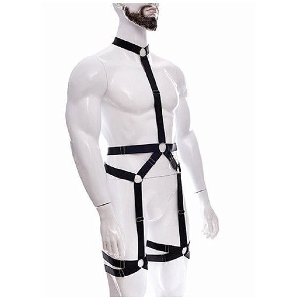 Arreio body harness figurino masculino corpo inteiro ligas elastico