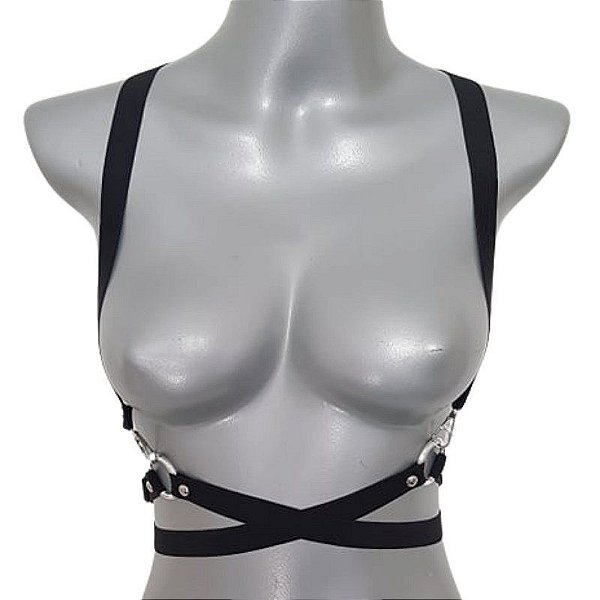 Harness cinto arreio de busto elastico cruzado figurino kpop mosquetao