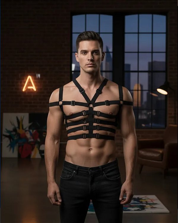 Arreio Harness Masculino arreio de busto esqueleto em elastico busto peitoral