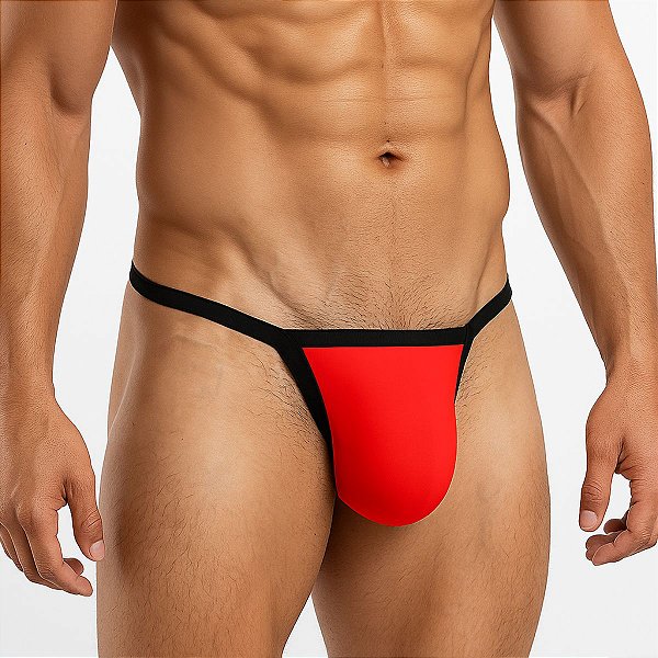Cueca jockstrap forrada fio dental tanga suporte atletico vermelha