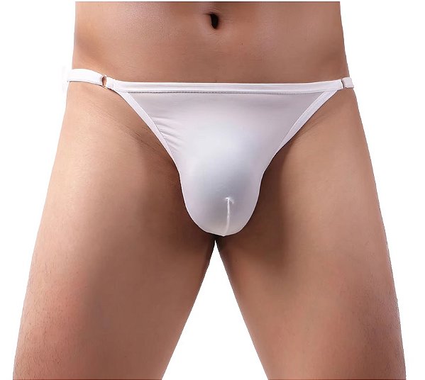 Cueca Jockstrap fio dental com regulagem lateral na cintura poliamida Branca