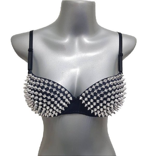Top sutiã com spikes sutia anita figurino rock gotico
