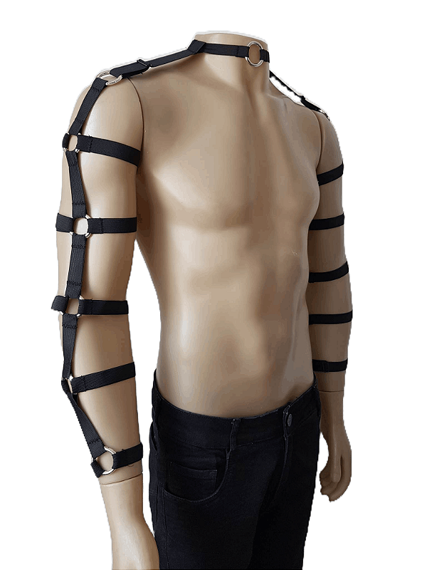 Arreio Harness masculino braços figurino elastico regulavel pescoço ombro