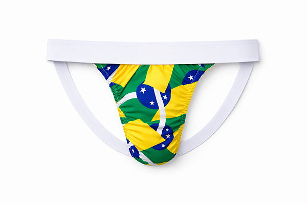 Jockstrap Brasil Masculina Estampa Copa | Cueca Jock Elástica Confortável Edição Limitada