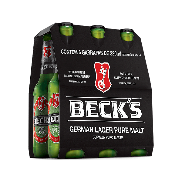 Cerveja German Lager Puro Malte Beck's Pack com 6 Unidades 330ml Cada