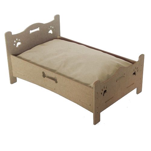 Cama Pet Chic Cão / Gato em MDF Com Almofada  Suede Mascavo