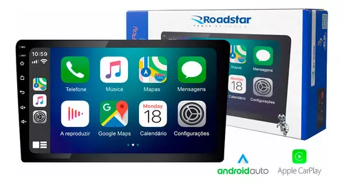 MP5 2 DIN 9" CARPLAY E ANDROID AUTO ESP / USB / SD / AUX / BT RS-908BR