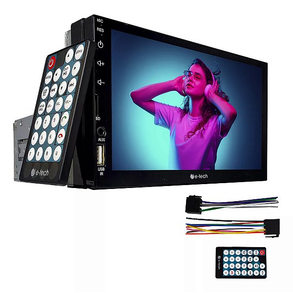 MP5 1 DIN 7" USB / SD / AUX / BT LIGHT COM CORPO DE 1 DIN  (E TECH)