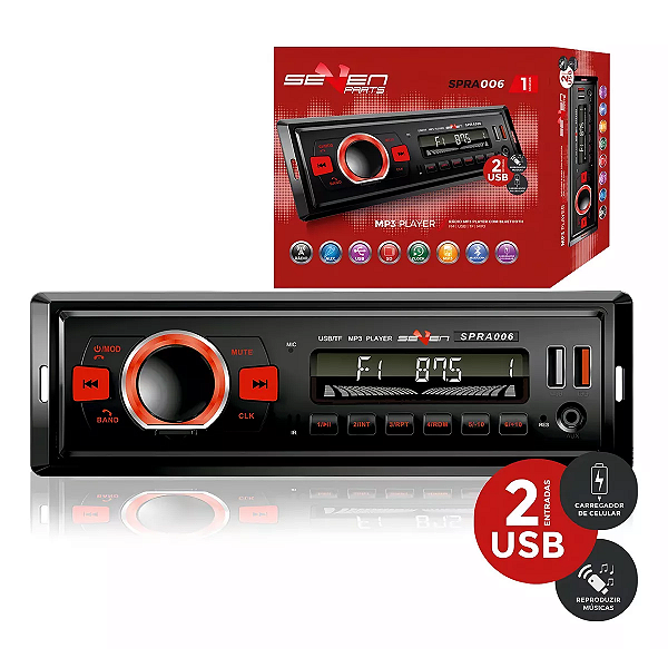 AUTO RADIO SAIDA FORTE 4X50W 2 USB / SD / BT E CONTROLE (SPRA006) (SEVEN PARTS)