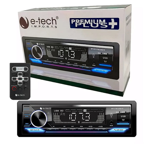 AUTO RADIO SAIDA FORTE 4X60W 2 USB / SD / BT E CONTROLE SAIDA SUB (PREMIUM PLUS) (E TECH)