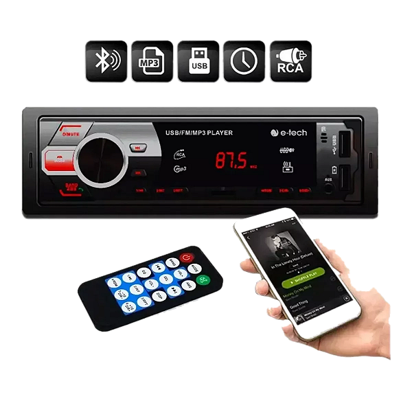 AUTO RADIO SAIDA BASICA 4X25W 2 USB / SD / BT E CONTROLE (LIGHT) (E TECH)