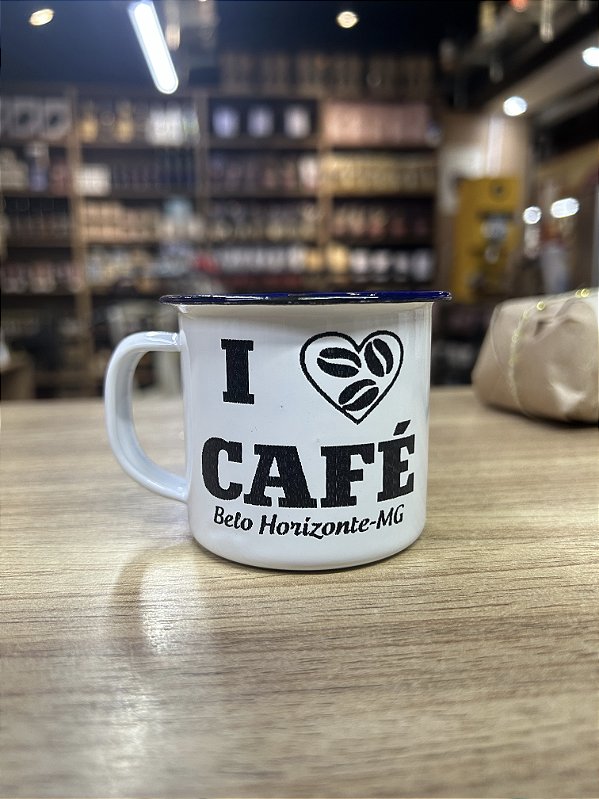 Caneca Esmaltada Amo Café