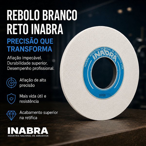 Rebolo Branco Reto Afiação Retífica 355,6 x 25,4 x 127 mm