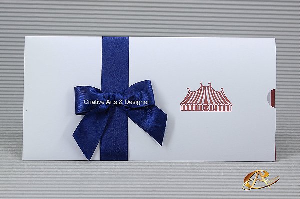Convite de 15 Anos Tema Circo Personalizado com Fita de Cetim
