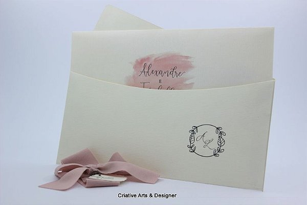 Convite de Casamento Romântico em Aquarela