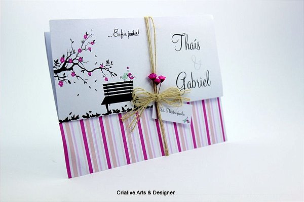 Convite de Casamento Rústico Romântico Modelo Banquinho