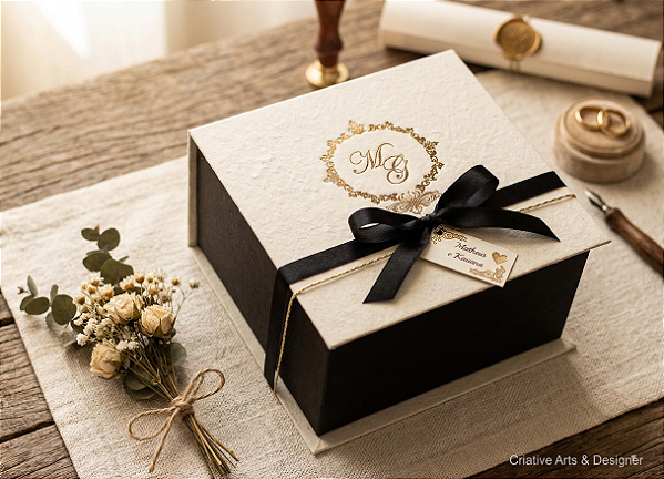 Caixa Convite para Padrinhos com Espaço para Copos Personalizados