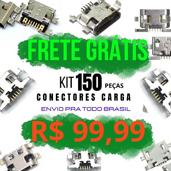 KIT 150 CONECTOR DE CARGA V8 SORTIDOS + FRETE GRATIS (leia descrição)
