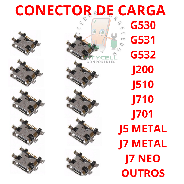 CONECTOR DE CARGA G530 / G531 / G532 G355 G530 G531 G532 J200 J510 J710 J701 J5 METAL J7 METAL J2 PRIME J7 NEO