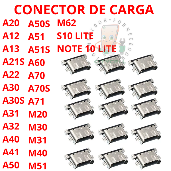 CONECTOR DE CARGA SOLTO TIPO C A20 A23  A30 A30S  A40 A50 A60 A70 M20 M30 A31 A51 A71 S10 LITE A22 A50S A30S A13 A12 M51 A51S M31A12