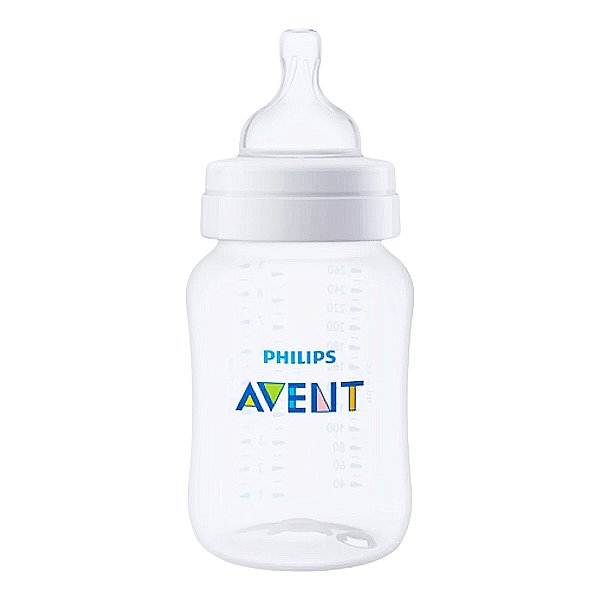Mamadeira Transparente Philips Avent 260ml Bico N°2