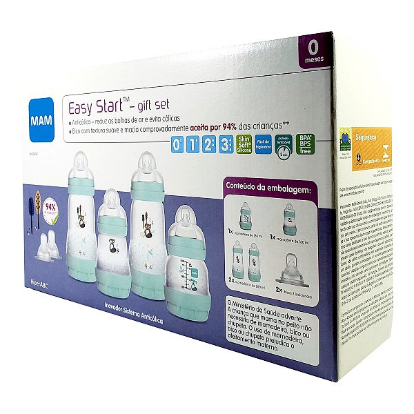 Kit Mam Mamadeira Easy Start Azul 130 160 2x260ml