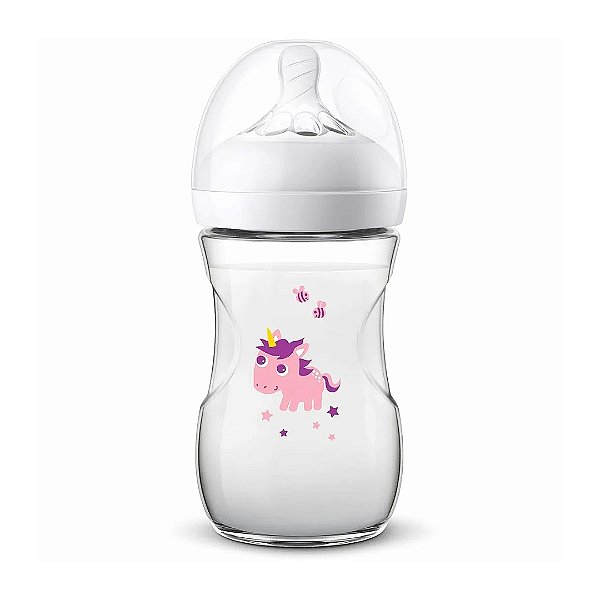 Mamadeira Avent Pétala 260ml Unicórnio Bico 2 1m+