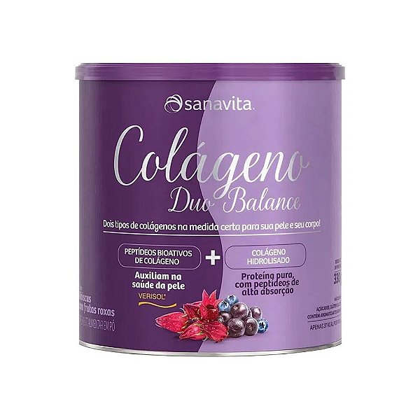 Colágeno Duo Balance Ácido Hyaluronico Sanavita Frutas Roxas