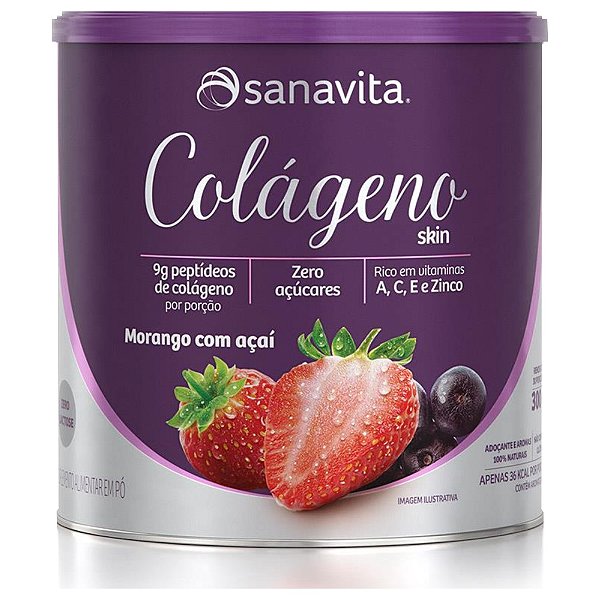 Colágeno Skin Sanavita Morango com Açaí 300g
