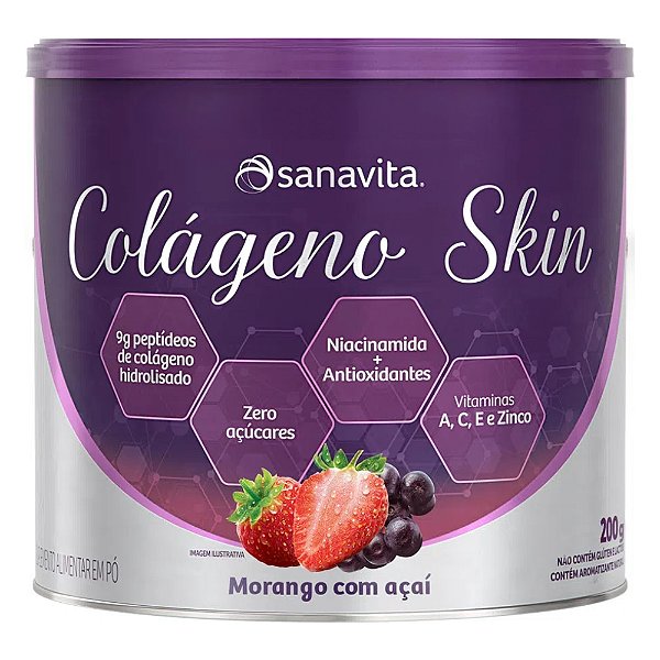 Colágeno Skin Sanavita Morango com Açaí 200g