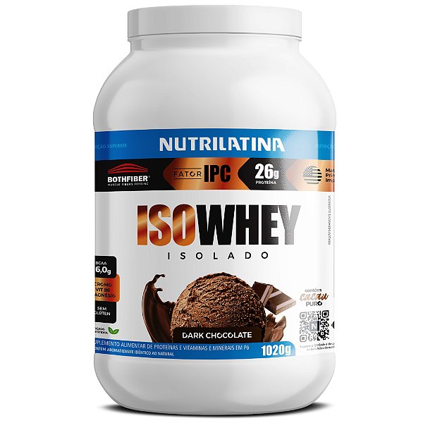 Iso Whey Protein Nutrilatina Sabor Dark Chocolate 1020g