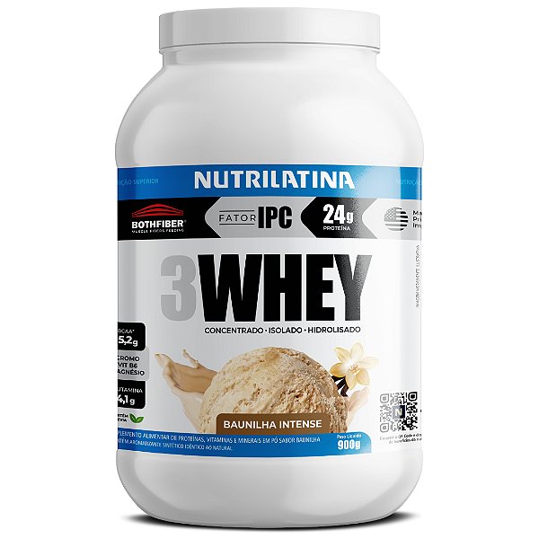 Whey Protein 3W Nutrilatina Sabor Baunilha Intense 900g