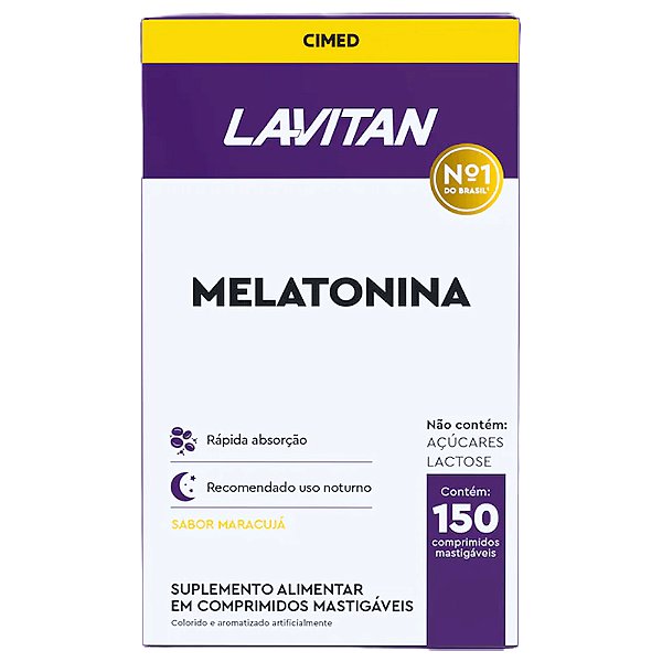 Lavitan Melatonina Maracujá 150 un Suplemento Em Comprimidos