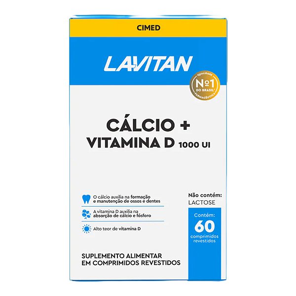 Lavitan Cálcio + Vitamina D 1.000 UI com 60 comprimidos