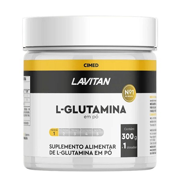 Glutamina L Em Pó Lavitan - Cimed 300g Sem Sabor