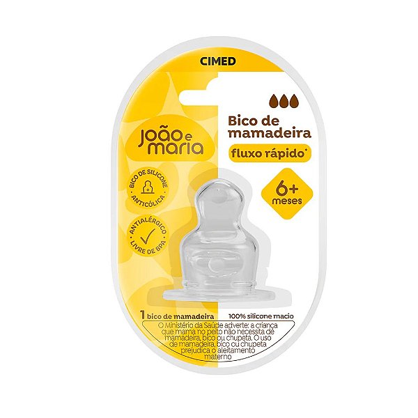 Bico Mamadeira João e Maria Tam 3 Fluxo Rápido 6+ Cimed