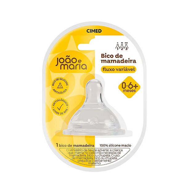 Bico Mamadeira João e Maria Fluxo Variável 0 a 6 Meses Cimed
