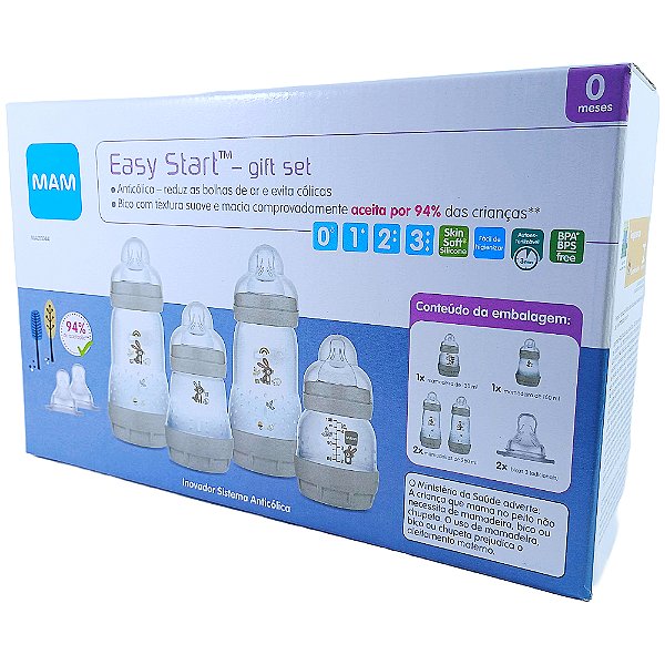Kit Mam Mamadeira Easy Start Cinza 130 160 2x 260ml
