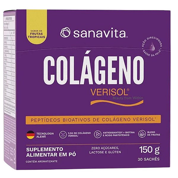 Colágeno Verisol Frutas Tropicais 150g Sanavita 30 Sachês