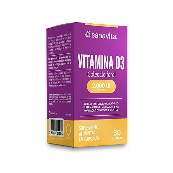 Vitamina D3 2.000 UI Sanavita 30 Cápsulas