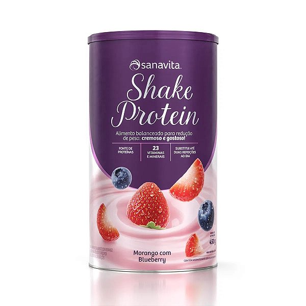Sanavita Shake Protein Morango e BlueBerry 450g