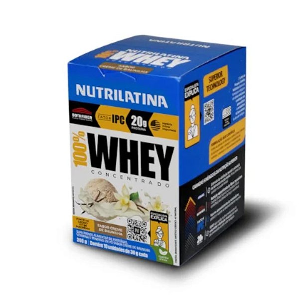 100% Whey Protein Concentrado Baunilha da Nutrilatina - 300g