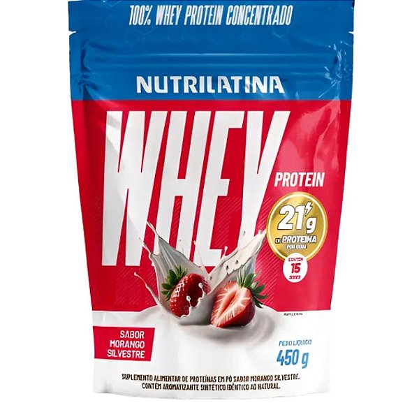 Whey Protein Concentrado Nutrilatina Morango Silvestre 450g