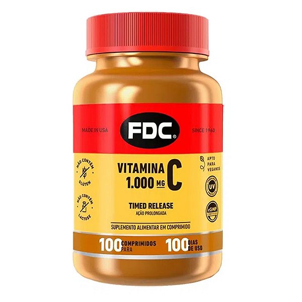 FDC Vitamina C 1000mg Timed Release 100 Comp Importado USA