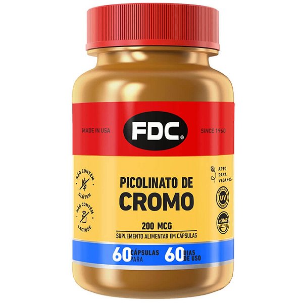 FDC Picolinato de Cromo 200mcg 60 Cap IMPORTADO USA