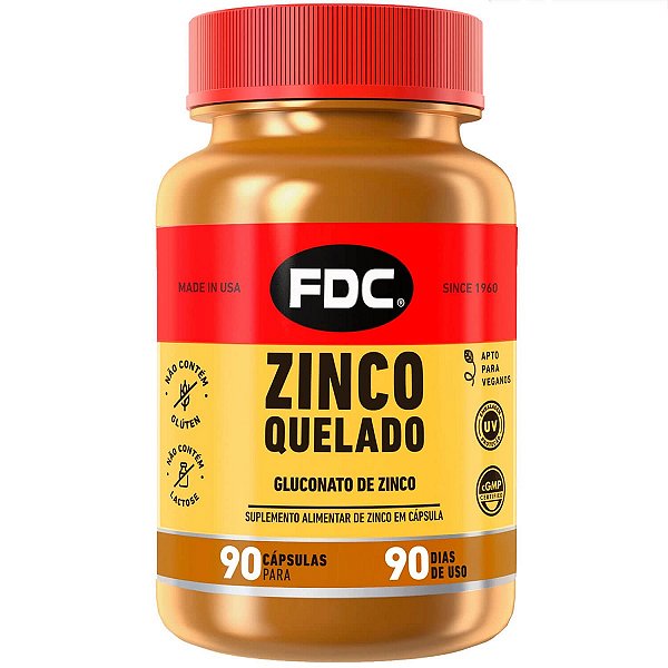 FDC Zinco Quelado 10mg 90 Cap IMPORTADO USA